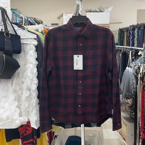 UntuckIt Burgundy plaid flannel shirt